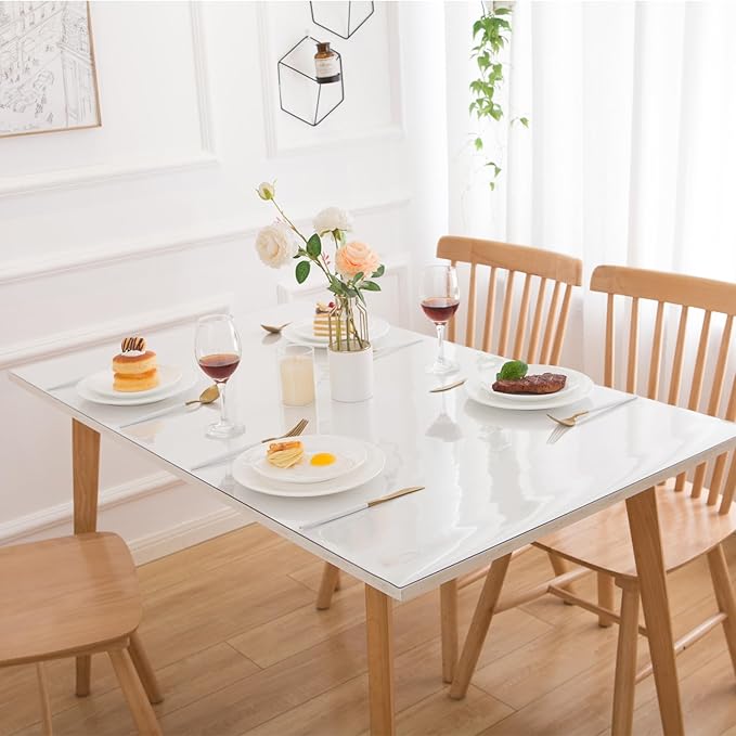 36 x 36 Inch Clear Table Cover Protector, Clear Table Protector for Dining Room Table, 1.5mm Plastic Table Cover, Waterproof Table Pad for Kitchen, Office