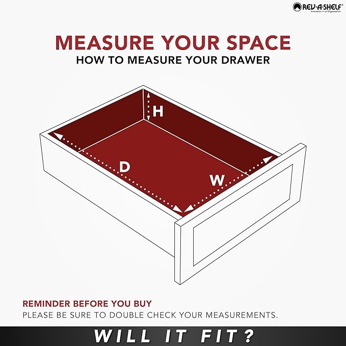 Rev-A-Shelf Trim-to-Fit Silverware Drawer Organizer For Kitchen Utensils, Cutlery Cabinet Storage Divider Insert, 33.13 x 22 In, Maple Wood, 4WUT-36SH