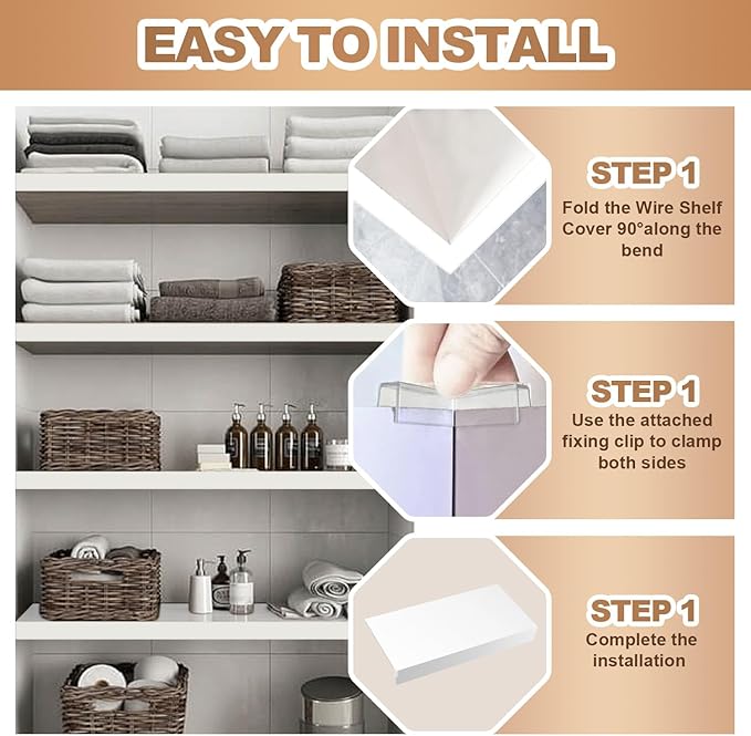 5 Pcs Wire Rack Covers 32x16x3 inch PVC Pantry Shelf Cover 0.31 inch Thick Removable Closet Wire Rack Shelf Covers,Decoration Kitchen Bathroom Office Shelving (Light Luxury White,32x16x3 inch)