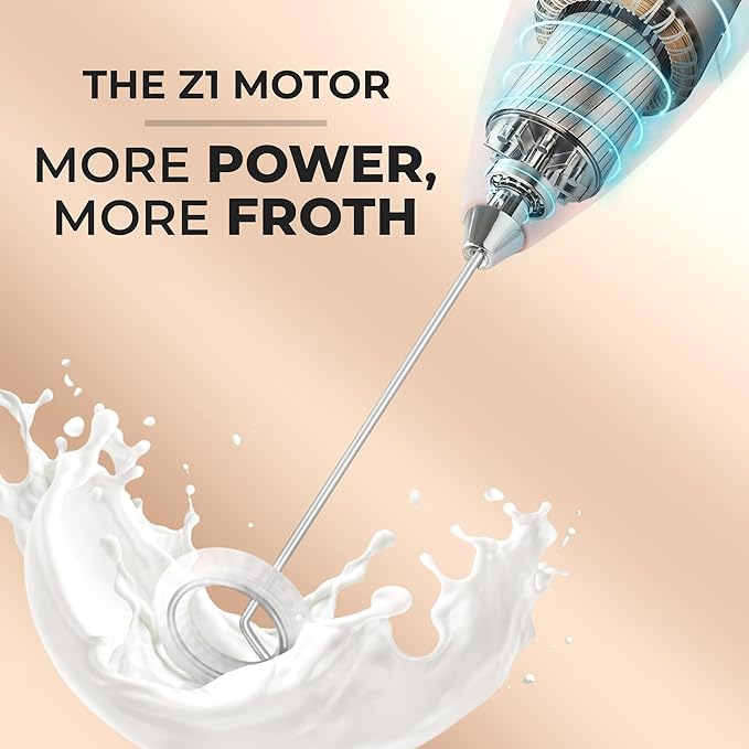 Zulay Kitchen Powerful Milk Frother Wand With 4 AA Duracell Batteries - Ultra Fast Handheld Drink Mixer - Electric Whisk Foam Maker for Coffee, Lattes, Cappuccino, Matcha & Creamer