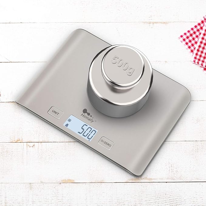 Food Kitchen Scale, Digital Grams and Oz for Cooking, Baking, and Weight Loss, Multifunction Food Meat Scale with LCD Display（Stainless Steel）