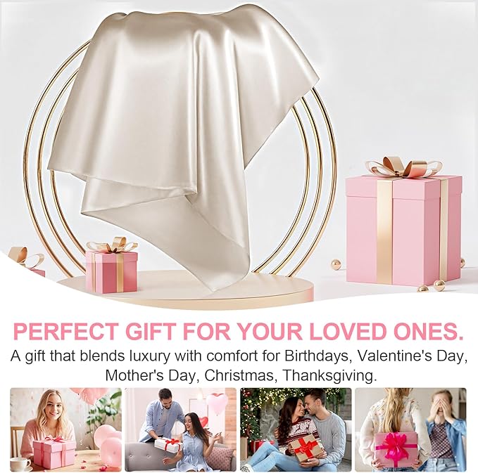 Silk Body Pillow Cover with Zipper, Mulberry Silk Pillow Cases Body Size Ultra Smooth and Soft Breathable Cooling Silk Satin Body Pillowcase for Hair and Skin (20x54 Inches, 1 Pack)