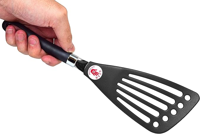 Seki Japan Left Handed Spatula Egg Flipper Fish Spatula Cookware - Slotted Turner Egg Flipper Utensils 12” for Left Handed Gifts
