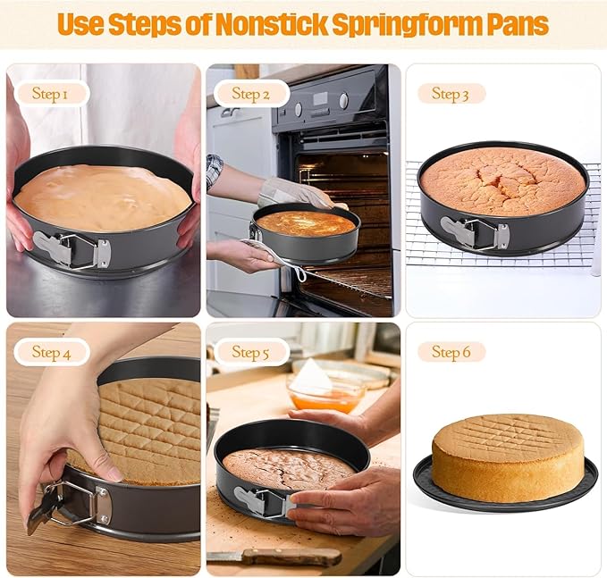 Heart Springform Cake Pan Set of 3 Non Stick Durable Cake Baking Pans with Removable Bottom Cake Molds for Baking