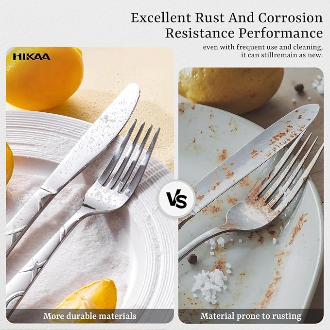 HIKAA Gift Wrap Silverware Set Stainless Steel Flatware Set for Gift, Cutlery Set for Present (40, Flower)