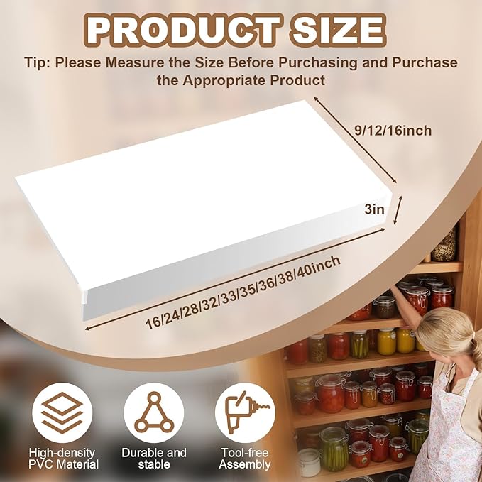 5 Pcs Wire Rack Covers 38x16x3 inch PVC Pantry Shelf Cover 0.31 inch Thick Removable Closet Wire Rack Shelf Covers,Decoration Kitchen Bathroom Office Shelving (Light luxury white,38x16x3 inch)