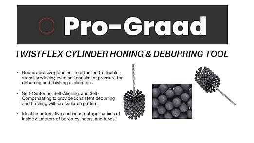 TwistFlex Cylinder Hone | 2" 240SC Flexible Cylinder Honing & Deburring Tool | 2" Bore Brush for Hole Diameters 1.87"- 2.02" | Silicon Carbide 240 Grit | 1/4" Shank | 8.66" Length