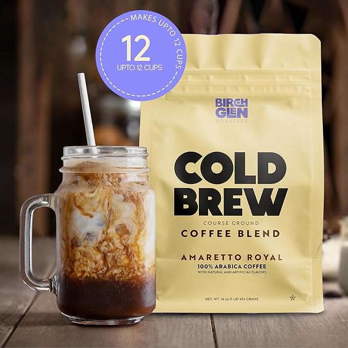 Birch Glen Roasters Cold Brew Coffee | Flavored Coarse Ground Coffee | Medium Roast | Artisanal Roasting | 100% Arabica |1 LB Bag | Irish Cream