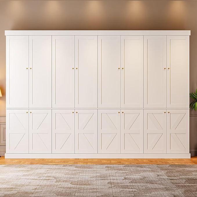 70.8" Tall Farmhouse Kitchen Pantry Cabinet with Doors, Modular Storage Cabinet with 4-Tier Adjustable Shelves, White, Wooden Hutch for Kitchen, Living Room