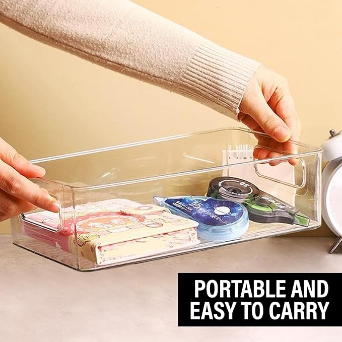 Clear Plastic Storage Bins, Pantry Organizers and Storage, Kitchen Organization and Storage Containers Bins for Organizing, Fridge, Freezer, Bathroom, Pantries, Medicine Cabinet Organizer Bin
