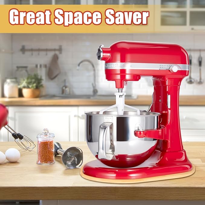 Mixer Sliding Slider Compatible with KitchenAid Bowl Lift Mixer - Bamboo Kitchen Countertop Storage Mover Sliding Caddy Moving Tray for Kitchen Aid 5-8 Qt Stand Mixer, Professional 600 Stand Mixer