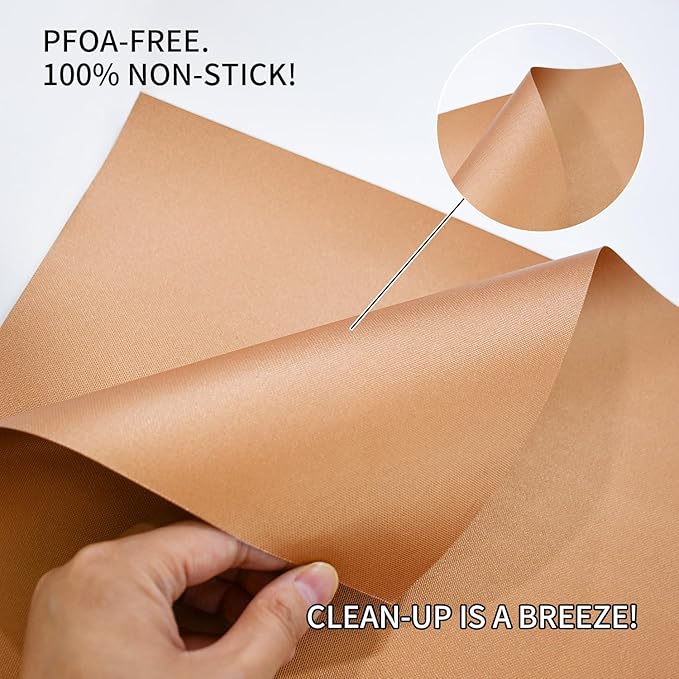 Renook Grill Mats for Outdoor Grill, Set of 6 Copper Grill Mat, Non-Stick and Reusable BBQ Copper Sheets for Gas Grilling Charcoal Electric Barbecue Cooking Accessories, PFOA Free, 15.75 X 13in