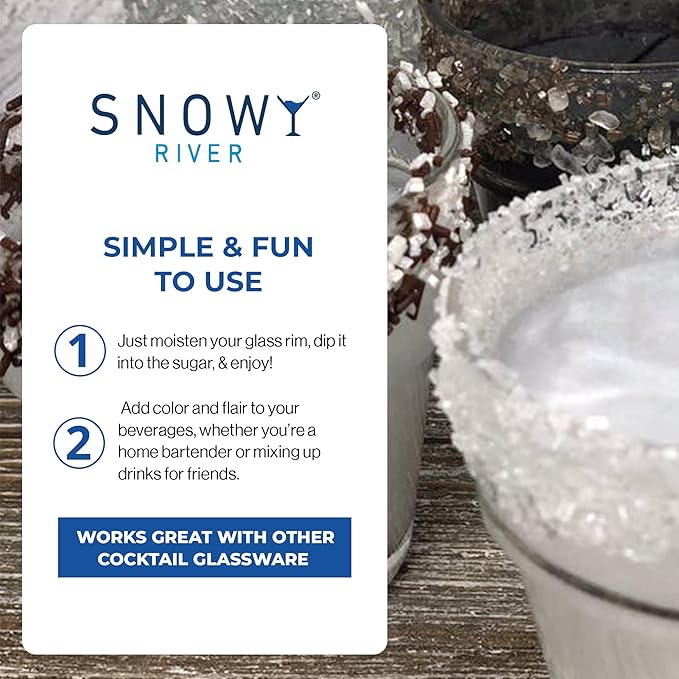 Snowy River Pearl, Cocktail & Margarita Sugar Rimmer - Vibrant Color Glass Rimming Sugar with Medium Crystal Texture - 16oz