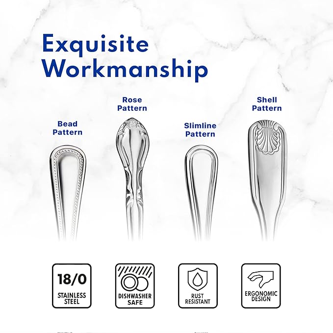New Star Foodservice 58581 Steel Bead Pattern Serving Spoon, 7.8-Inch Set of 12