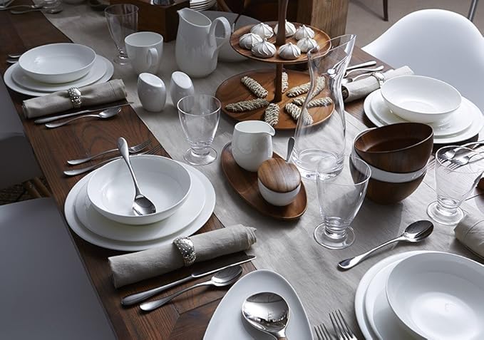 nambe Skye Collection Ceramic 9 Inch Accent Plate, White Plate, Round Dinnerware Dish, Made of Bone China, Microwave and Dishwasher Safe