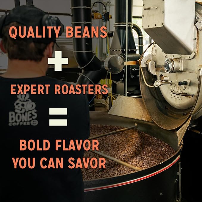 Bones Coffee Company Horchata Flavored Coffee, Medium Roast Low Acid Arabica Beans Compatible with Auto drip and French Press Coffee Maker, 12 Oz Ground