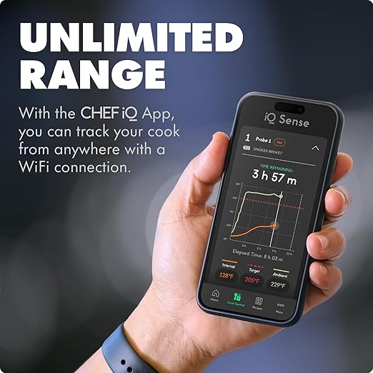 CHEF iQ Sense [2025 Model] | Smart Wireless Meat Thermometer | Ultra-Thin Probe | WiFi Unlimited Range | 1000°F Heat Safe | 5 Sensors | BBQ, Grill, Oven, Smoker, Air Fryer | Gen3