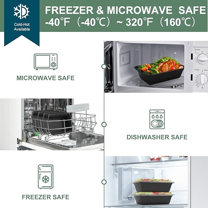 50 Pack Meal Prep Containers 38 oz, Leakproof To Go Food Containers, Disposable & Reusable Food Prep Containers for Takeout, Food Storage Containers BPA-Free, Microwave/Dishwasher/Freezer Safe