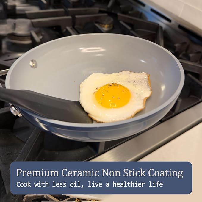 Stock Pot 4.5QT Nonstick Ceramic Dutch Oven with Lid (9.5") Non-Toxic PFAS-Free Even Heat Distribution, for Braising, Baking Bread & Soups, Compatible for All Cooktops(Induction/Gas/Electric) Oven Safe to 500°F, Navy Blue