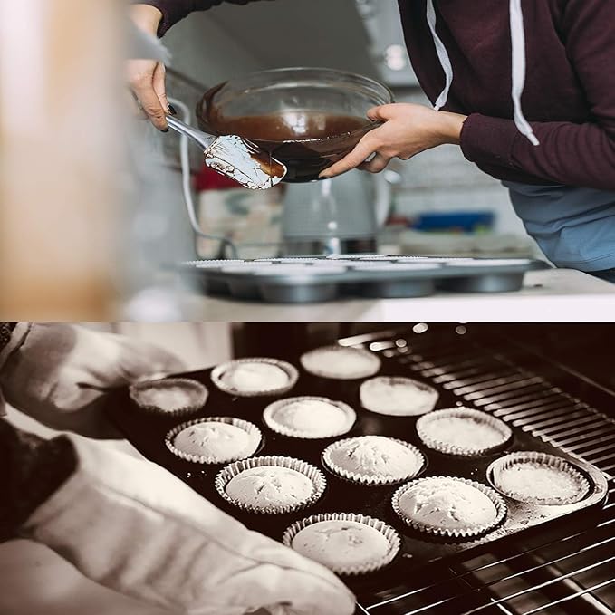 Muffin Tin, 12-Well Nonstick Cupcake Pan Set of 2, Heavy Duty Steel Muffin Pan
