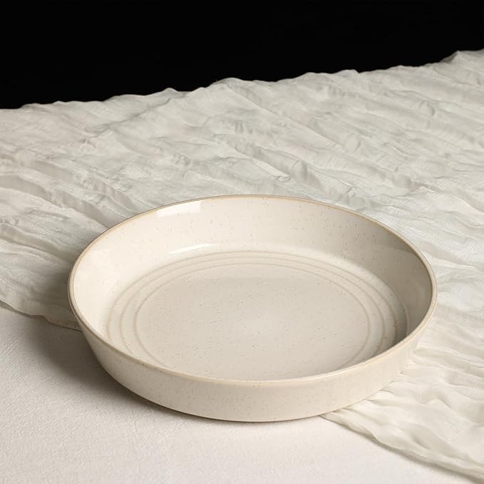 Stone Lain Claire 8-Piece Pasta Bowl Set Stoneware, Bowls, Dishwasher and Microwave Safe, Dish Set for 8, White