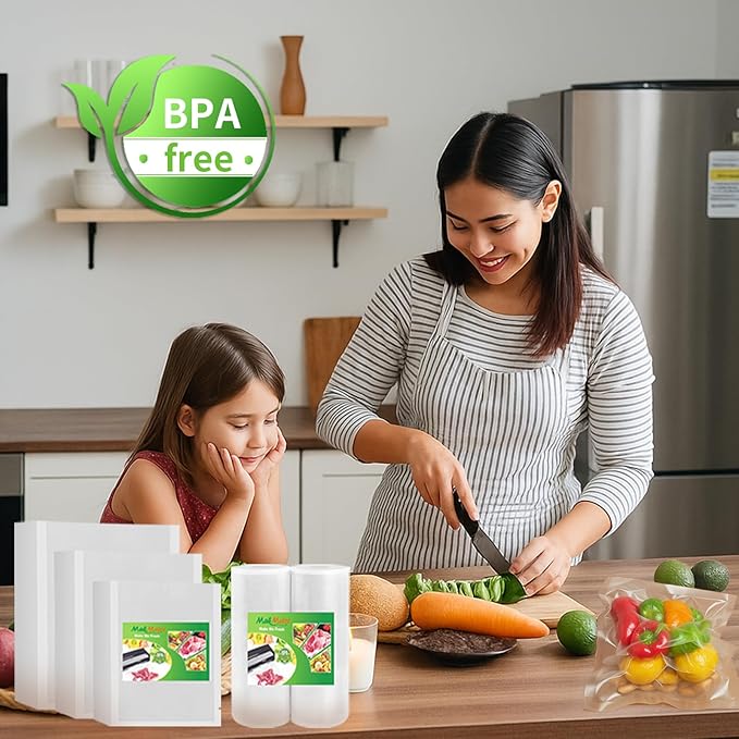 MakMeFre 100 Pint Size 6" x 10" Vacuum Sealer Bags with BPA Free and Heavy Duty,Great for Food Storage Vaccume Sealer PreCut Bag