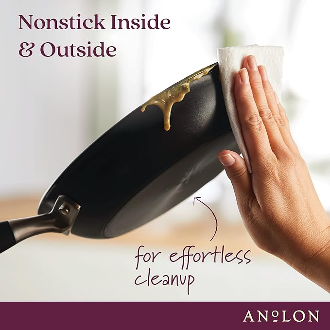 Anolon Advanced Home Hard Anodized Nonstick Skillet, 10.25 Inch – 10 Inch Fry Pan, Non Stick Saute Pan, Durable Cooking Skillet - Onyx
