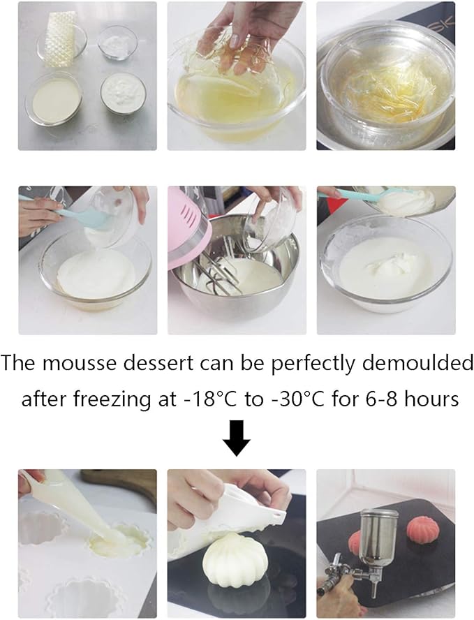 OCPO KITCHEN Cloud Silicone Mold for Baking Mousse Cake, Dessert, Pastry, Ice Cream, Pudding, Jelly, Cake Decoration Mold, Cloud Shape (6-Cavity)