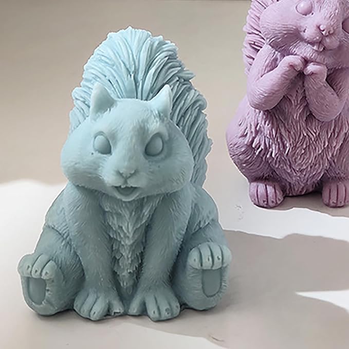 Squirrel Candle Mold Resin Casting Molds - Jewelry, Candle Making & Craft Supplies - 3D Silicone Mold