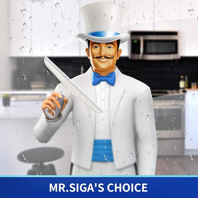 MR.SIGA Multi-Purpose Silicon Squeegee for Window, Glass, Shower Door, Car Windshield, Heavy Duty Window Scrubber, Includes Suction Hook, 10 inch, White & Gray, 2 Pack