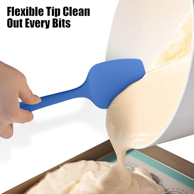 Heat Resistant Silicone Spoon Spatulas, Doosu 600°F High Temp Flexible Cooking Spoons Kitchen Spoonula Scratch-Proof for Mixing Stirring Scraping Serving Non-Stick Cookware (Set of 3, Multi-4)