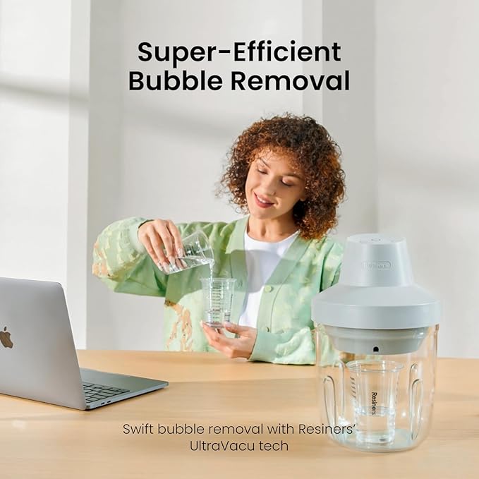 Resiners Resin Bubble Remover, 10 Min Remove Bubbles, 95kPa Vacuum Degassing Chamber, Compact Airless Lite Machine for Epoxy Molds Casting,UV Resin,Silicone,Jewelry Making (Patented)
