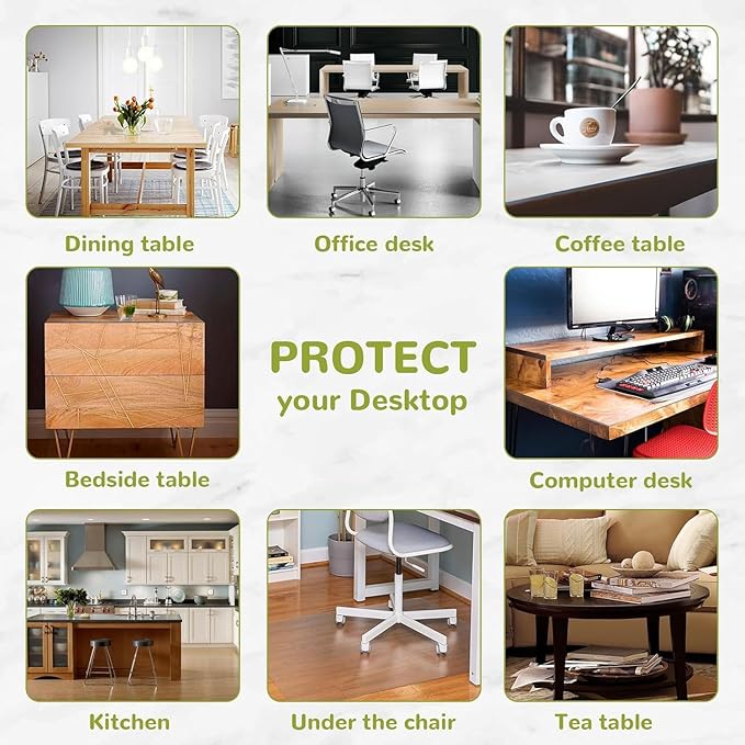 17 x 54 Inch Clear Table Cover Protector, Clear Table Protector, 1.5mm Plastic Table Cover, Vinyl Table Protector, Desk Mats on Top of Desks