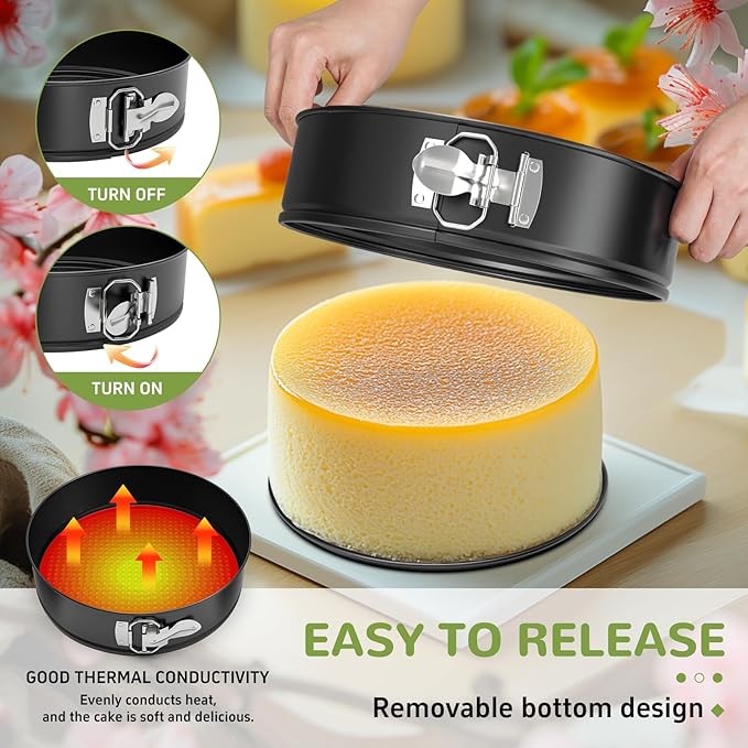 10 Inch Springform Pan with Removable Bottom, Non-stick Round Spring Form Cake Mold Cheesecake Pan For Baking