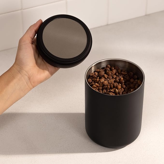 Fellow Atmos Electric Vacuum Canister & Storage Container - Airtight Coffee & Food Storage Containers - Coffee Containers - (Matte Black, 1.2 Liter)
