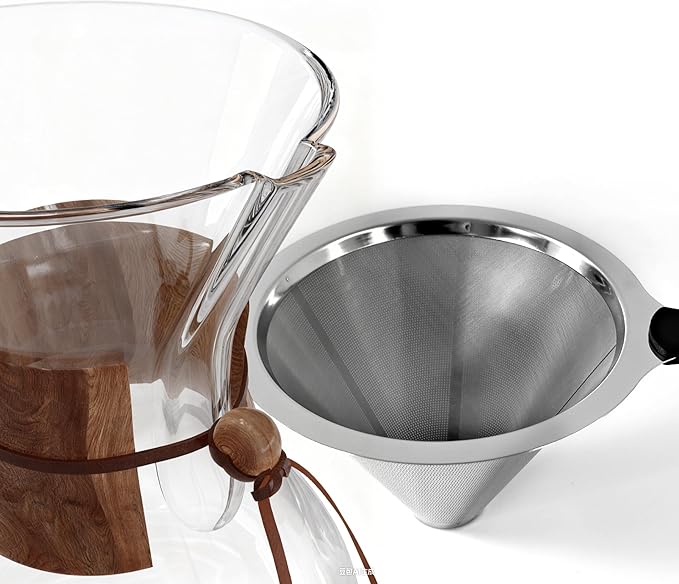 AGOGO Pour Over Coffee Maker Glass - 6/8/10 Cup Barista Kit with 304 Stainless Filter for Home, Office, Camping, Cafes - Easy Clean Coffee Dripper Set (Rag&Brush Included) (10 Cup/34oz)