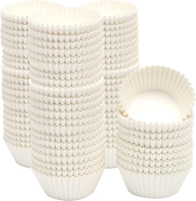 qiqee 1000pcs White Cupcake Liners Muffin Linner No Smell, Food Grade Baking Cups（Standard Size）