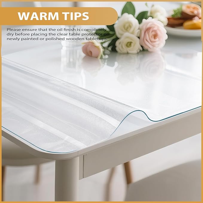 Frosted Table Protector 42 x 78 Inch, 1.9mm Thick Waterproof PVC Plastic Table Cover, Durable Table Pad for Dining Room, Kitchen, Writing Desk, and Coffee Tables