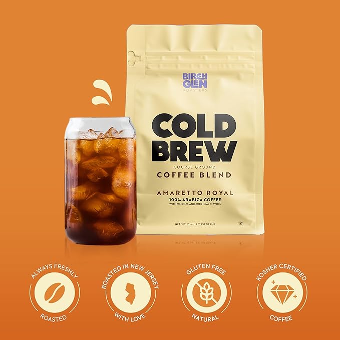Birch Glen Roasters Cold Brew Coffee | Flavored Coarse Ground Coffee | Medium Roast | Artisanal Roasting | 100% Arabica |1 LB Bag | German Chocolate Cake