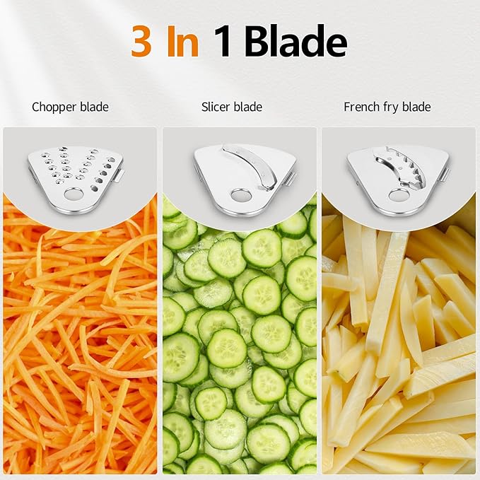 Camic 600W Food Processor, 72OZ Large Capacity Countertop Electric Vegetable Chopper with 6 Preset Programs,BPA Free, Stainless Steel Blades for Ice Crushing, Mixing, Chopping,Clicing