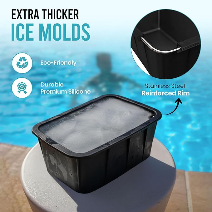 Extra Large Ice Block Mold (2-Pack) – 13 lbs Silicone Ice Brick Maker for Ice Bath & Cold Plunge – Giant Cube for Recovery, Muscle Relief & Coolers, Dishwasher Safe