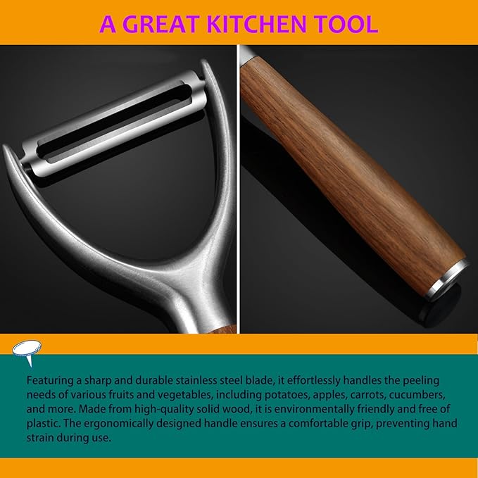 H&Zebrabro Heavy Duty Vegetable Peelers for Kitchen with 18/8 Stainless Sharp Blade Real Solid Handle, Y Shaped Potato Peeler, Fruit Veggie Peelers for Apple Carrot Cucumber Tomato, Kitchen Gadgets