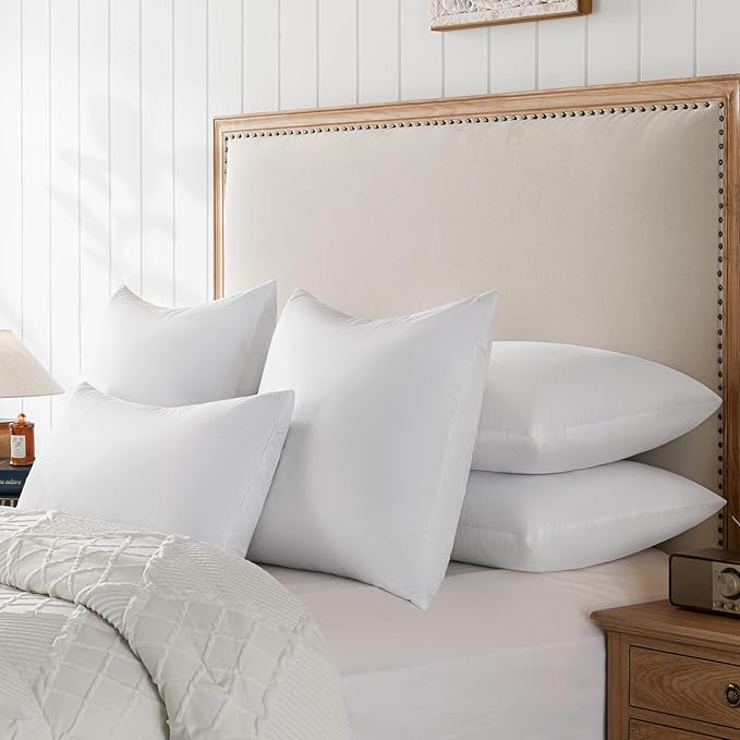 Euro Pillow Inserts 28x28 - Down Feather Pillow Inserts-Cotton Fabric-Set of 2-White.