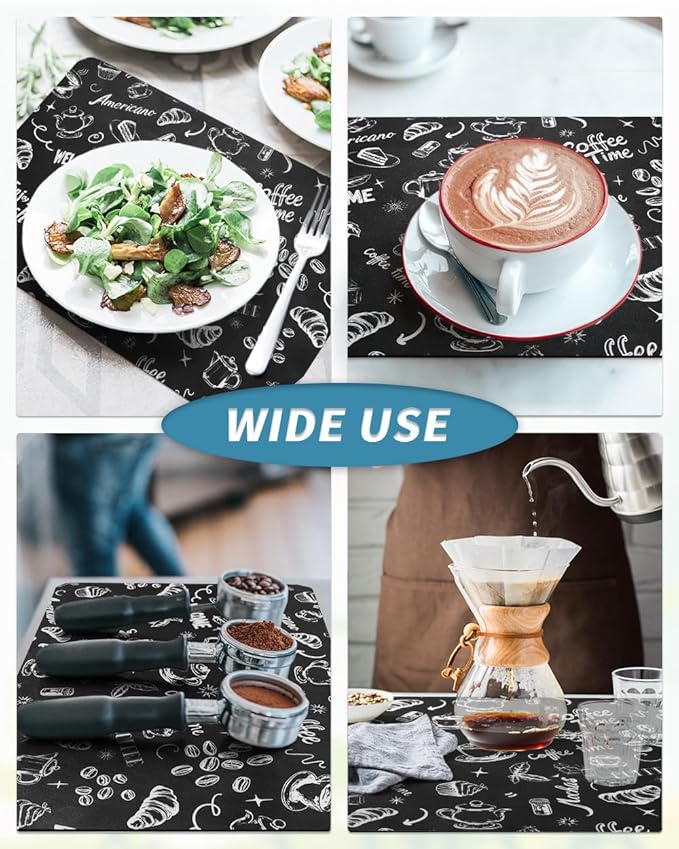 AMOAMI Coffee Mat Hide Stain Rubber Backed Absorbent Dish Drying Mat for Kitchen Counter - Fits Under Coffee Maker & Machine (17x31.5, Ink)