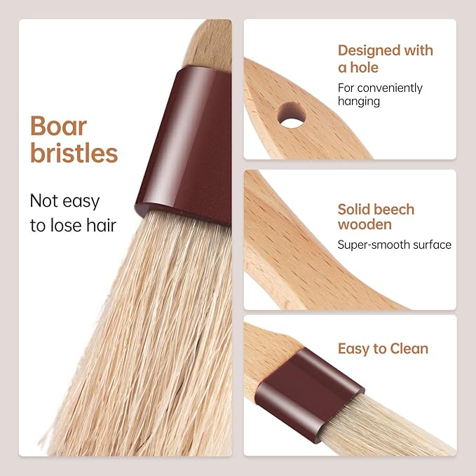 Pastry Brushes for Baking Basting Brush with Boar Bristles and Beech Hardwood Handles Culinary Oil Brush for Barbecue Butter Grill BBQ Sauce Baster Marinade Kitchen Food Cooking Brushes (2 inch)