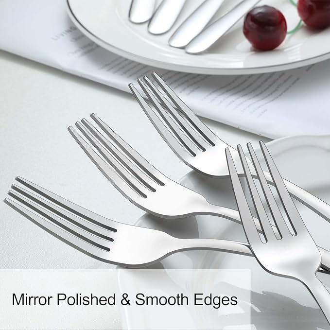Pleafind 36-Piece Dinner Forks Set (8 inch), Stainless Steel Forks Silverware, Mirror Polished Fork Set, Small Forks for Home, Kitchen, Restaurant, Dishwasher Safe
