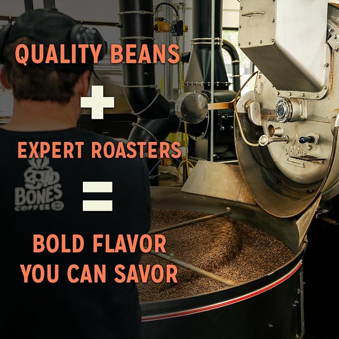 Bones Coffee Company Pear-Anormal, Caramel and Spiced Pear Flavored Coffee, Medium Roast Low Acid Arabica Beans Compatible with Auto drip and French Press Coffee Maker, 12 Oz Ground