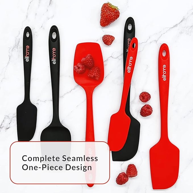 Elihome Mini Silicone Basting Pastry Brush, Cooking Brush for Oil Sauce Butter Marinades, Food Brushes for BBQ Grill Kitchen Baking, Baster Brushes Baste Pastries Cakes Meat Desserts, Food Grade, Red