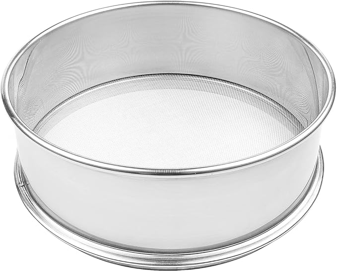 Stainless Steel Flour Sifter Fine Mesh Round Flour Sieve for Baking 14" Diameter x 2.88" High; 20 Mesh (Hole Size 0.85mm)