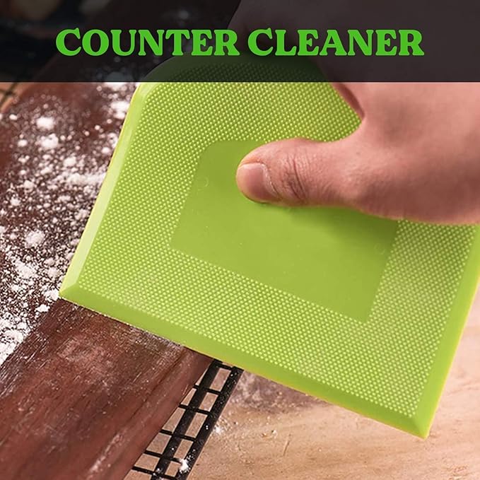 SURDOCA Dough Scraper Bench Scraper - 3P 4.7x3.7" Plastic Flexible Bowl Scraper, Sharp Edge & Angles Cake Scraper. Non-Slip Bakeware Decorating Tools Sculpting & Modeling Tools - Green+Pink+Yellow